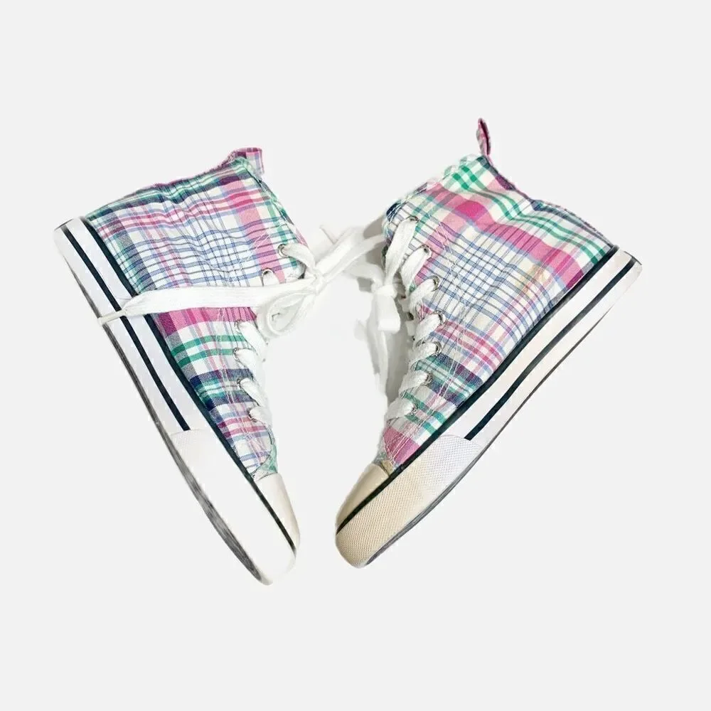 Polo Ralph Lauren Big Kid Plaid Preppy Bal Harbour Hi Multi 91039 Sneaker Size 3
